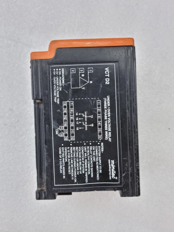 Minilec VCT D2 3-Phase Under/Over Voltage Monitoring Relay 415 V AC FREE SHIP